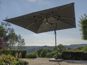bramblecrest chichester 300cm x 300cm square side post parasol including granite base and grey protective cover X18PG30SQ1