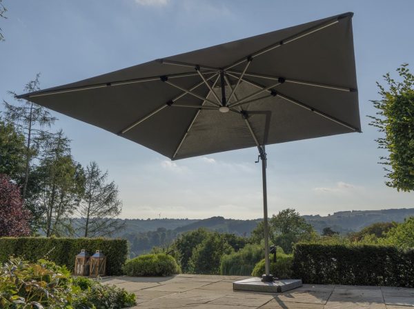 bramblecrest chichester 300cm x 300cm square side post parasol including granite base and grey protective cover X18PG30SQ1