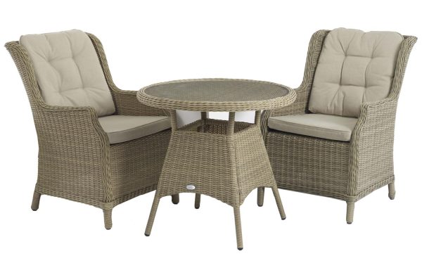 bramblecrest oakridge 80cm round bistro table with 2 high back armchairs X19WOA80RD1 S