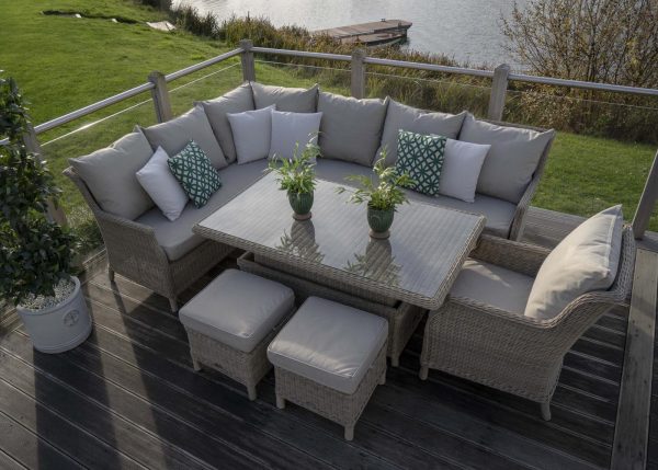 bramblecrest oakridge modular sofa with rectangle adjustable casual dining table 2 stools and sofa armchair X19WOAMS5RJ 1