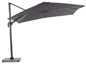 bramblecrest truro 300cm x 300cm square side post grey parasol with led lights including granite base and grey protective cover X18PG30Q03