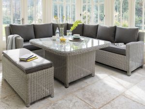 Kettler 0193348 5510C Palma grande with 0193318 5510 Plama bench indoors lifestyle