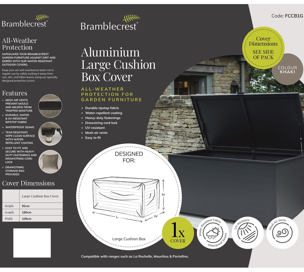 Bramblecrest Aluminium Large Cushion Box Cover - Khaki