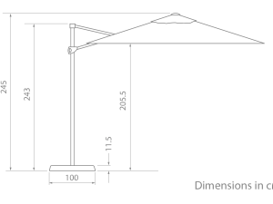 Kettler 2.5m free arm parasol dimensions