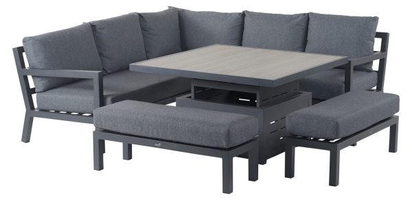 bramblecrest la rochelle square modular sofa with adjustable ceramic top casual dining table and 2 benches eco slate X21ALRSCDT1S 4