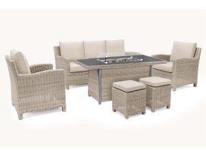kettler palma sofa set with firepit in oyster 0193345 3310C and 0193324 3310 studio
