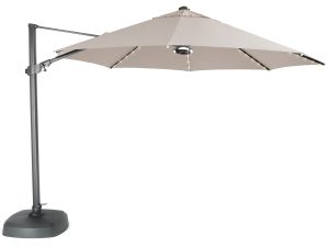 kettler parasol 3 5m free arm grey frame stone canopy inc led and speaker PL35 927C BT2 studio