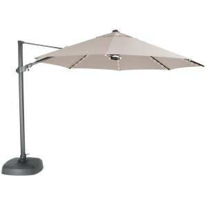 kettler parasol 3 5m free arm grey frame stone canopy inc led and speaker PL35 927C BT2 studio