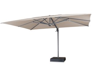 kettler parasol 4x3m free arm with lights and speaker grey frame with stone canopy PF34 927C BT2 studio