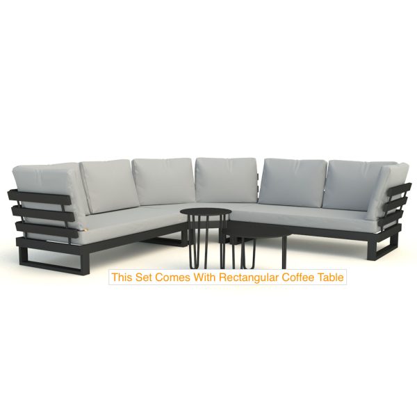 life outdoor living Ibiza high arm comfort corner sofa set with coffee table lava mouse grey studio