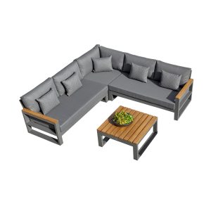 life outdoor living soho corner teak armrest with coffee table 22 1762 560 R239F studio