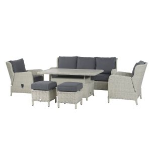bramblecrest chedworth reclining 3 seat sofa adjustable ceramic rectangle casual dining table 2 reclining sofa chairs 2 stools dove grey X21WCGCDS1JRC studio