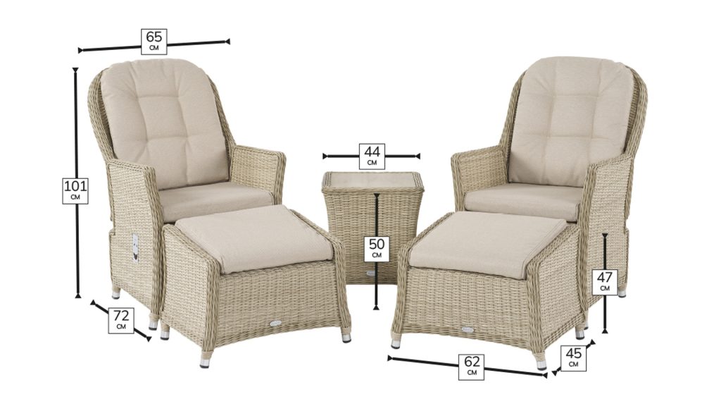 bramblecrest monterey recliner set with 2 footstools ceramic top side table sandstone X21WSMOCC3 dimensions 1