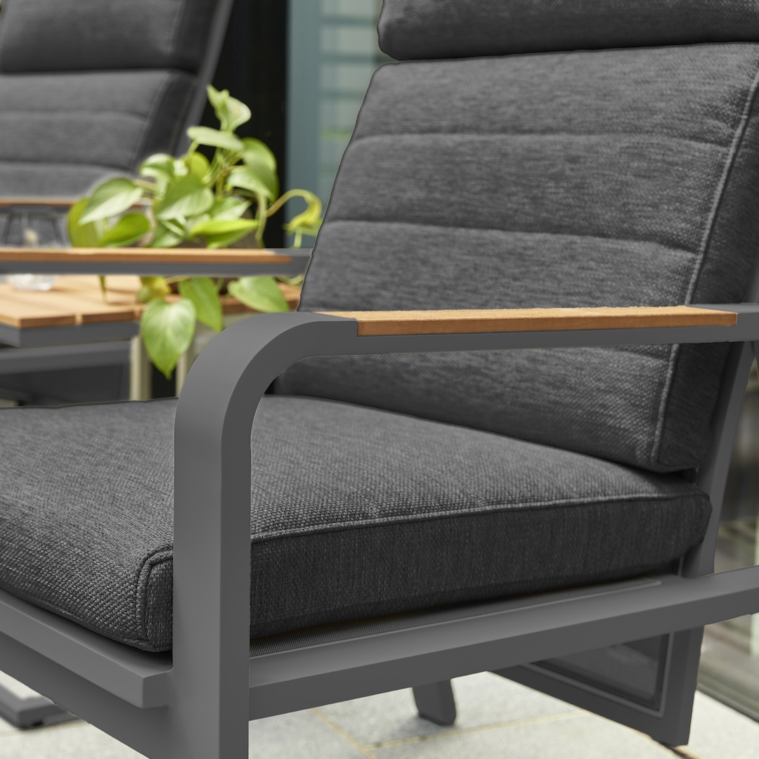 Life Outdoor Living Montana Duo Relaxer Set with Footstool & Gili Side Table - Lava & Soltex Graphite - Image 2