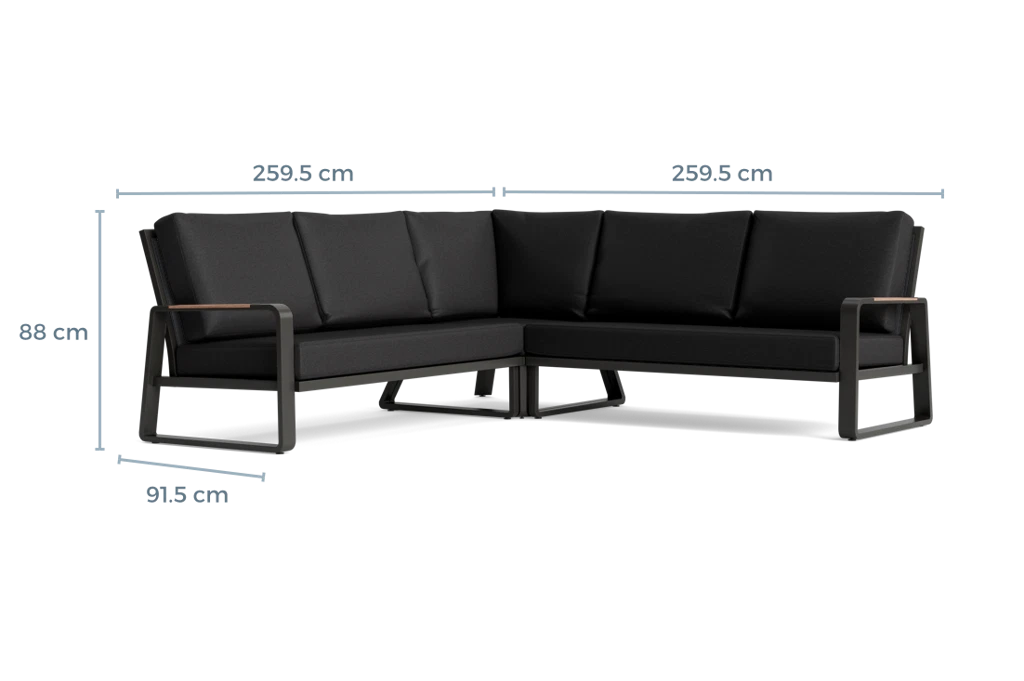 Life Outdoor Living Montana Lounge Corner Set with Armchair & Luka Adjustable Table Lava/ Soltex Graphite - Image 3
