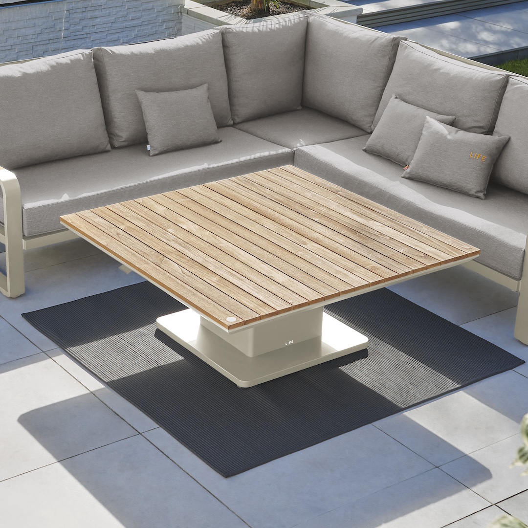 Life Outdoor Living Montana Lounge Corner Set with Armchair & Luka Adjustable Table Beige/SoltexBeige - Image 2