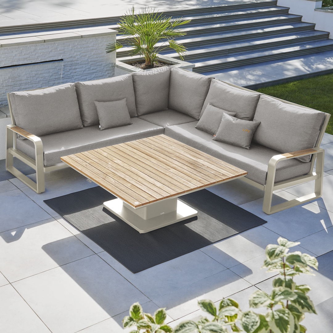 Life Outdoor Living Montana Lounge Corner Set with Armchair & Luka Adjustable Table Beige/SoltexBeige - Image 3