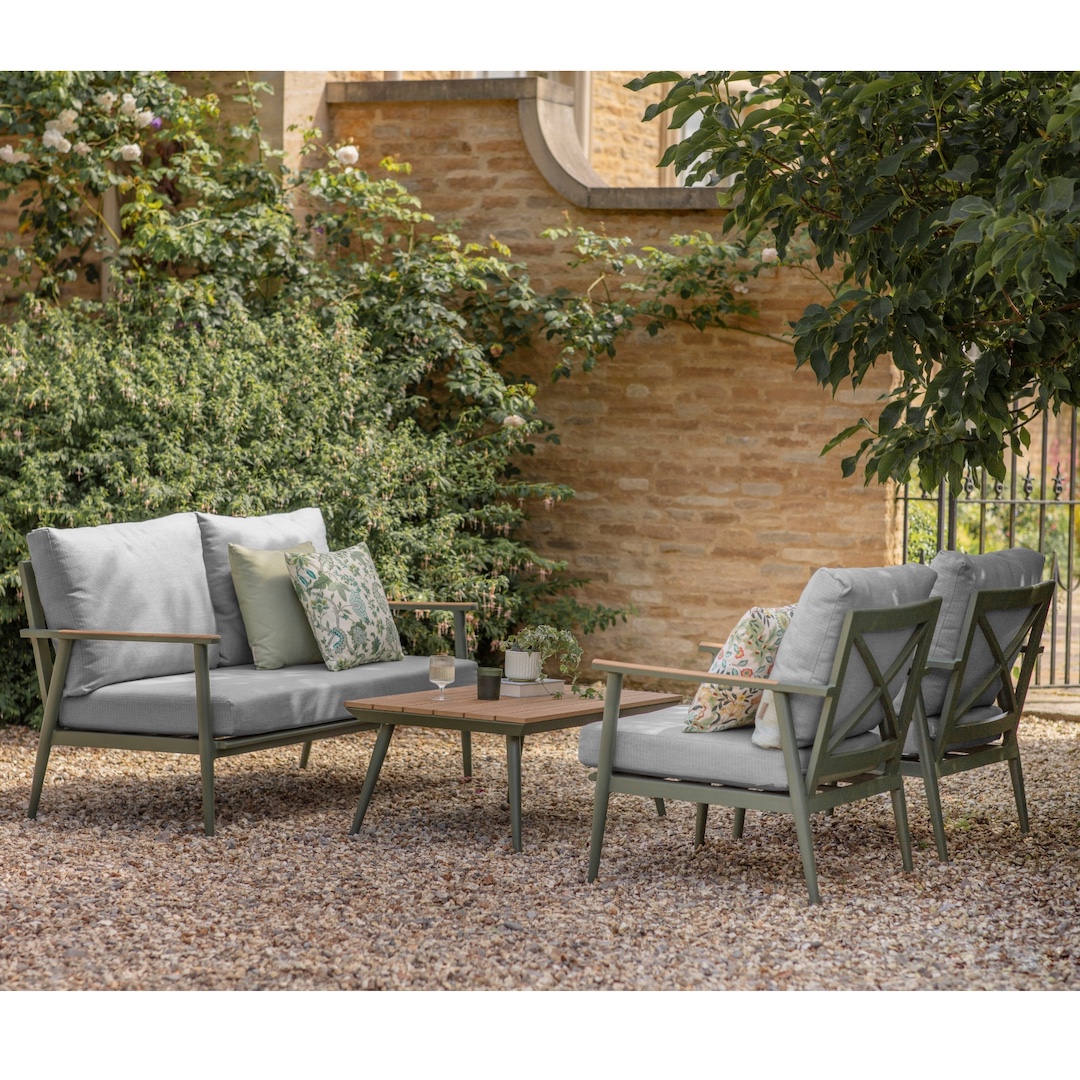 Bramblecrest Wisley 2 Seat Sofa with 2 Sofa Chairs & Rectangle Coffee Table - Sage - Image 2