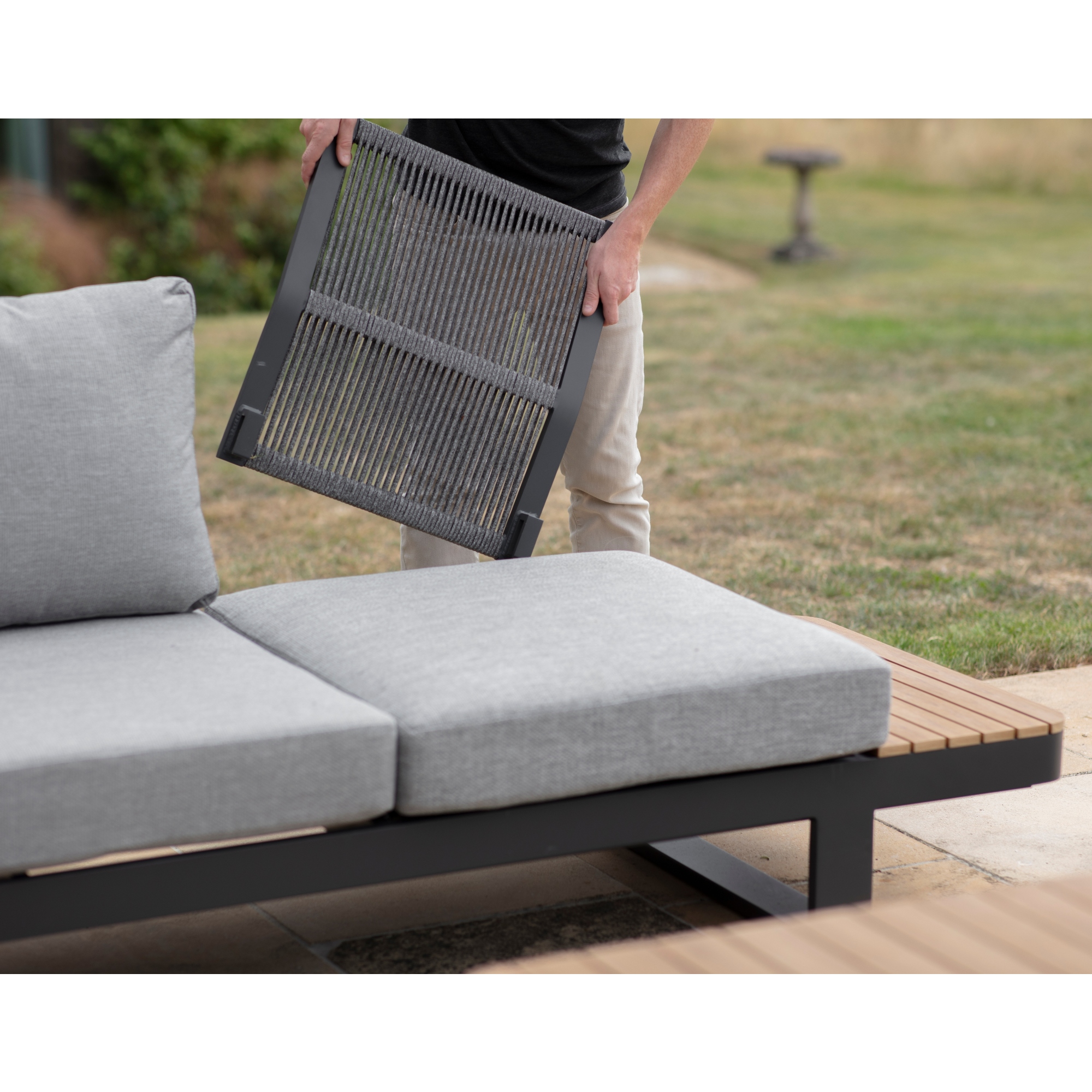 Bramblecrest Brooklyn L-Shape Sofa with Rectangle Tree-Free Piston Table, Chair & Bench - Anthracite - Image 5