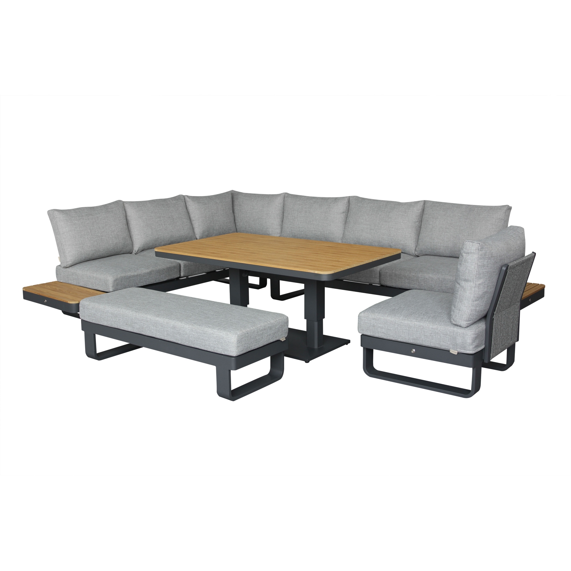 Bramblecrest Brooklyn L-Shape Sofa with Rectangle Tree-Free Piston Table, Chair & Bench - Anthracite - Image 9
