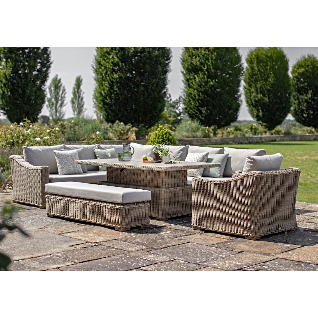 Bramblecrest Fairford L-Shape Sofa with Rectangle Piston Table Bench & Sofa Chair