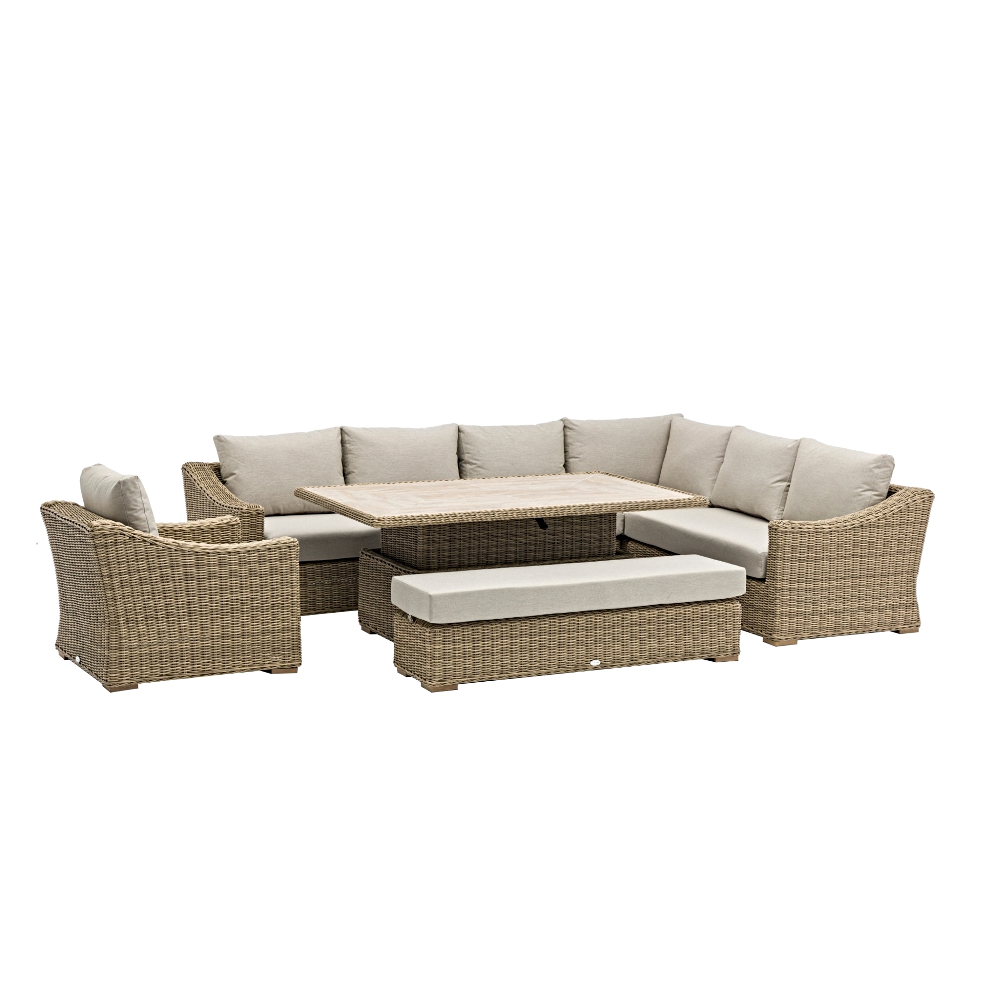 Bramblecrest Fairford L-Shape Sofa with Rectangle Piston Table Bench & Sofa Chair - Image 8